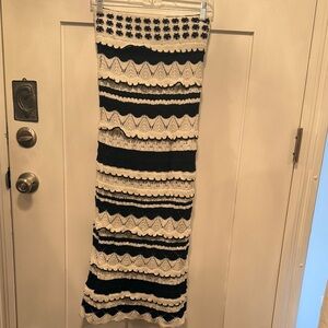 Anthropologie Black and White Textured Knit Maxi Skirt